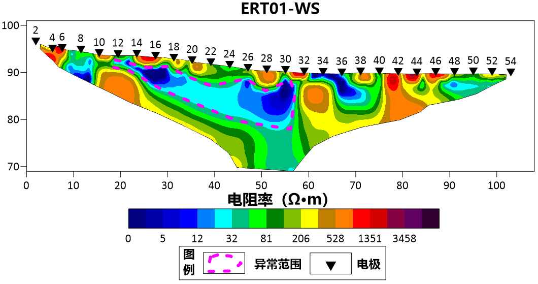 Figure 1 Two-dimensional profile of a certain survey line in the investigation area