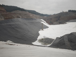 HDPE geomembrane installation at a landfill